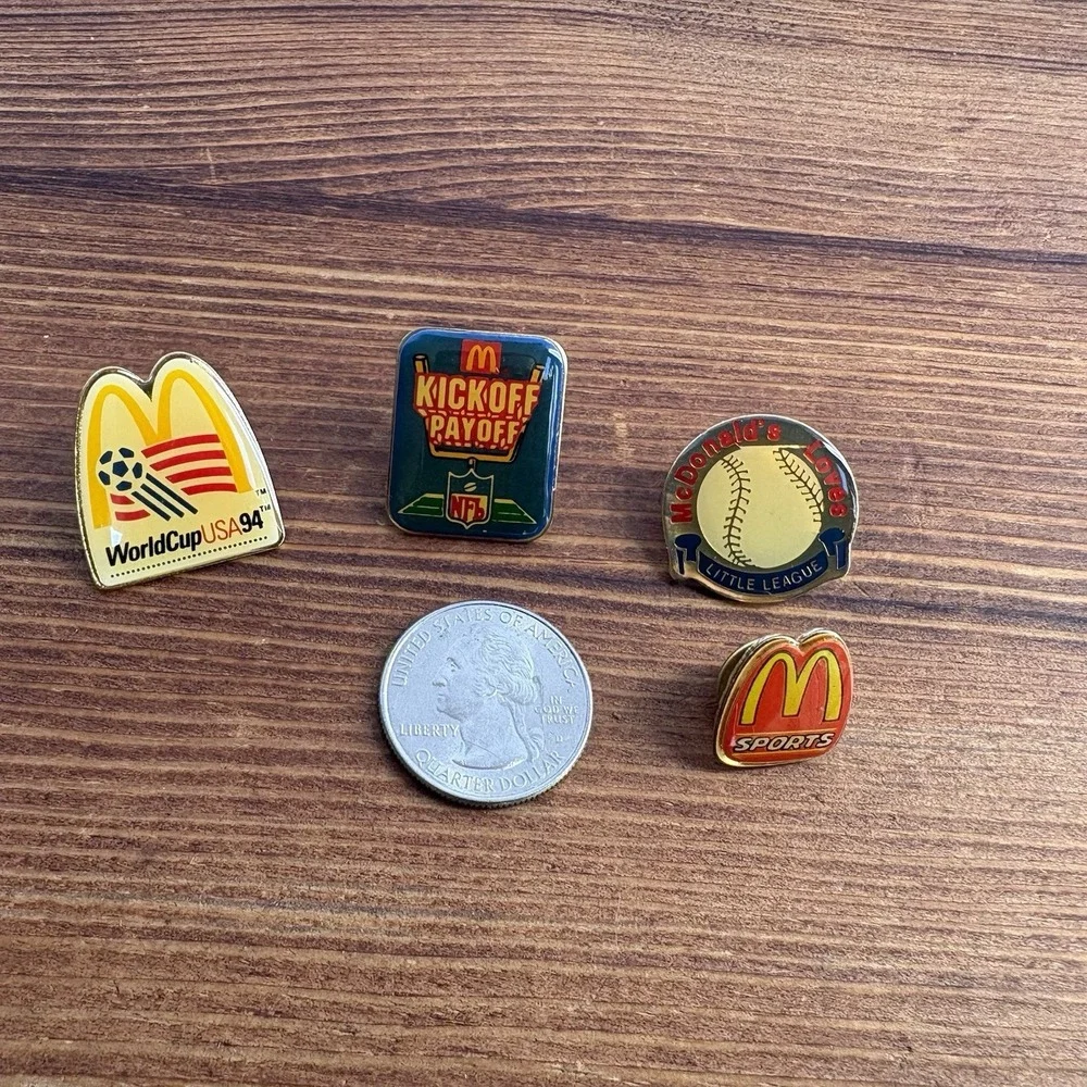 Vintage McDonald's Sports Enamel Lapel Pin Lot World Cup NFL Baseball